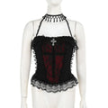 Y2K Skeleton Printed Black Corset/ Crop Top