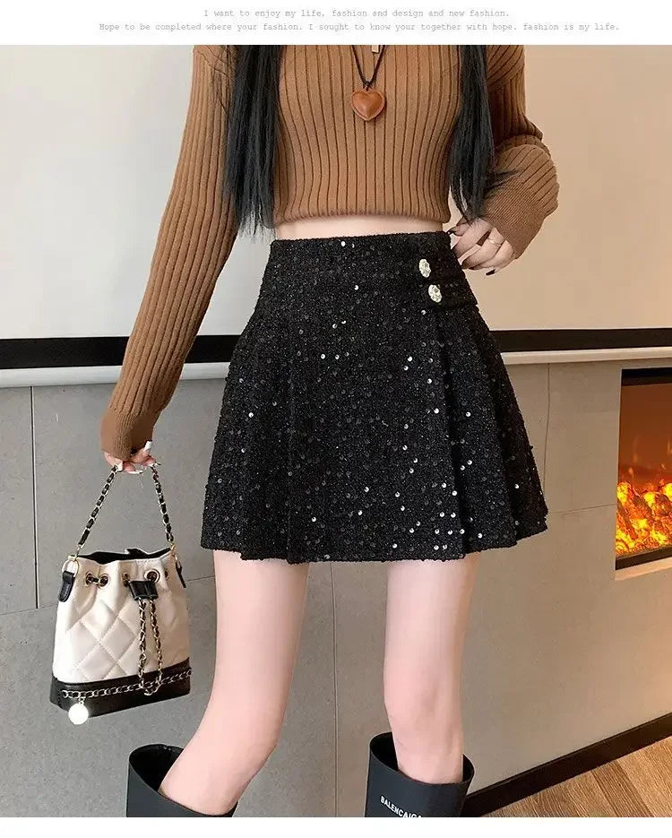 High Waist  Tweed Skirts