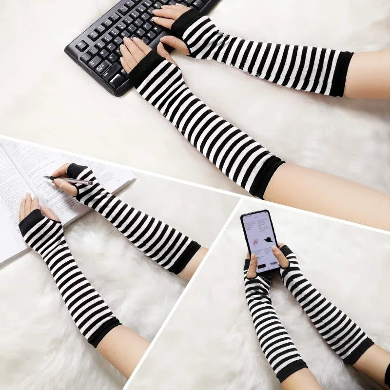 Striped Knitted Arm Warmer