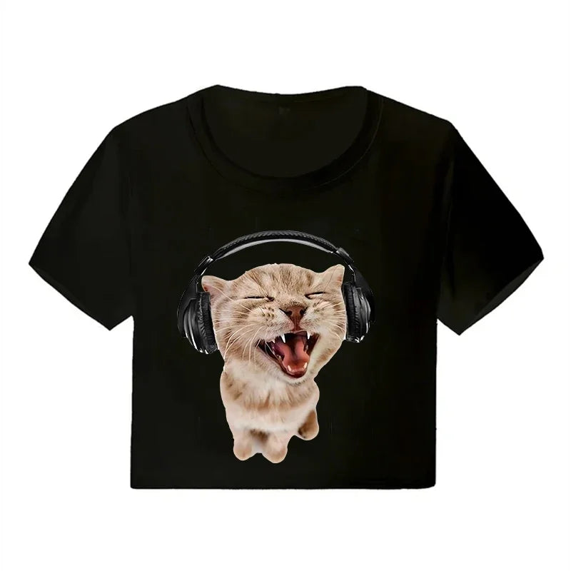 Y2K Casual Crop  Tee Shirt