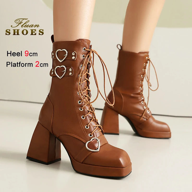 Platform Mid Calf Boots
