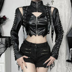 Punk Faux Leather Cropped Jacket