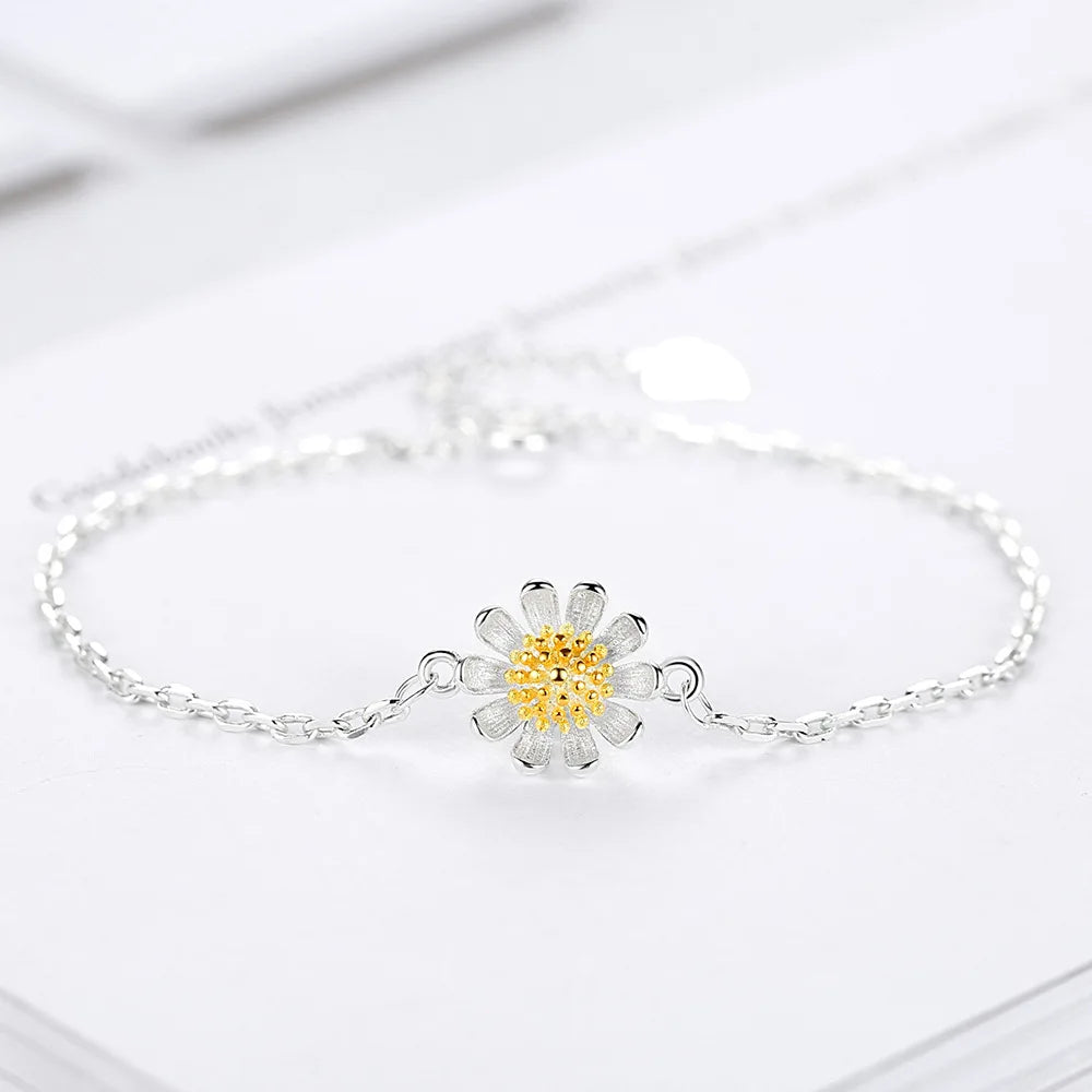 S925 Sterling Silver Bracelet Simple flower