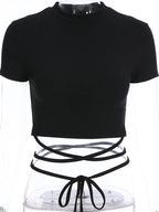 Short Sleeve Bandage Crop Top