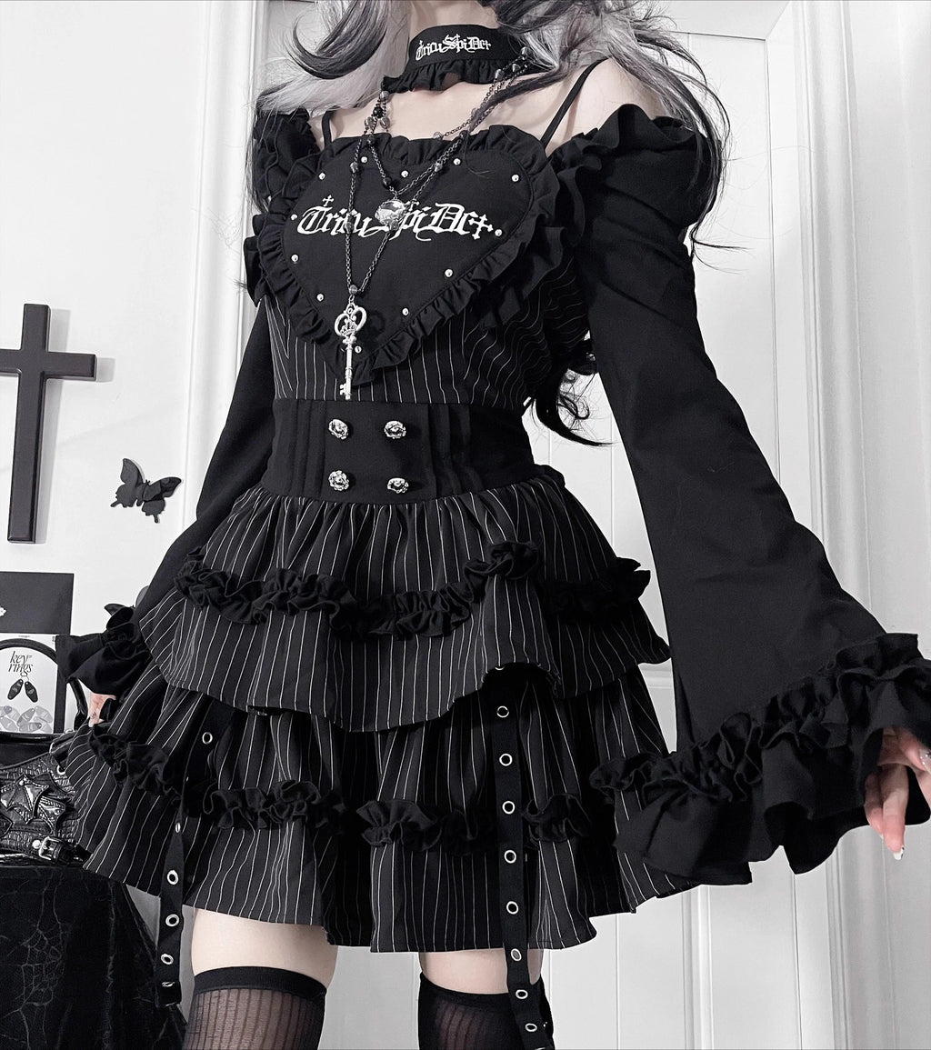 Gothic Dark Subculture Print Short Dress