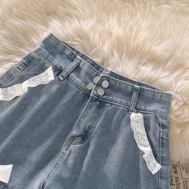 Blue High Waist Denim Shorts