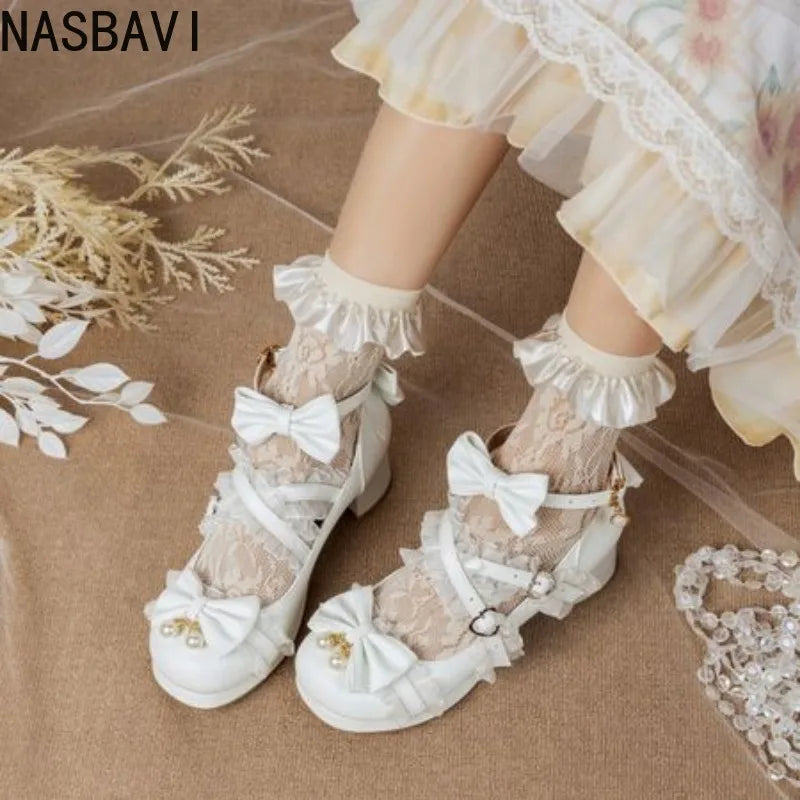 NASBAVI White Lace  Platform  Shoes