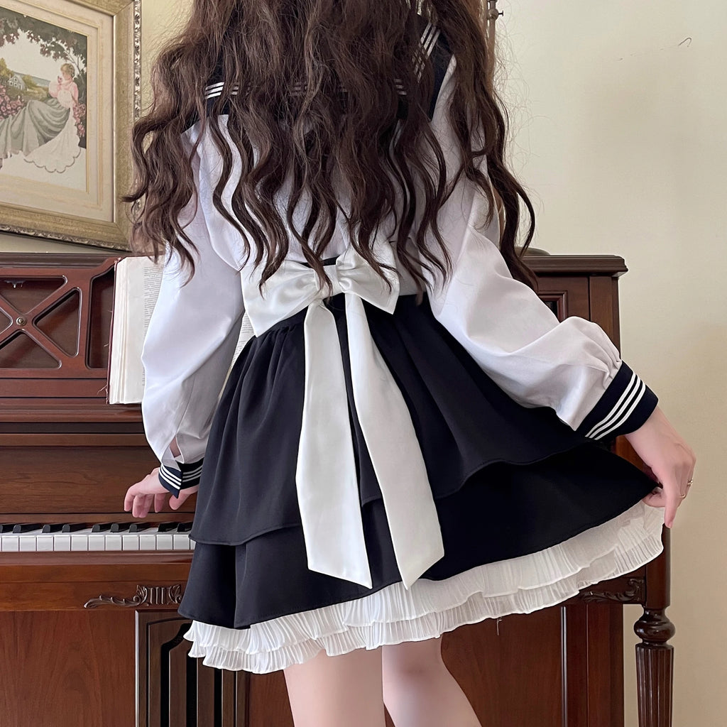 black Kawaii layered Mini Skirt