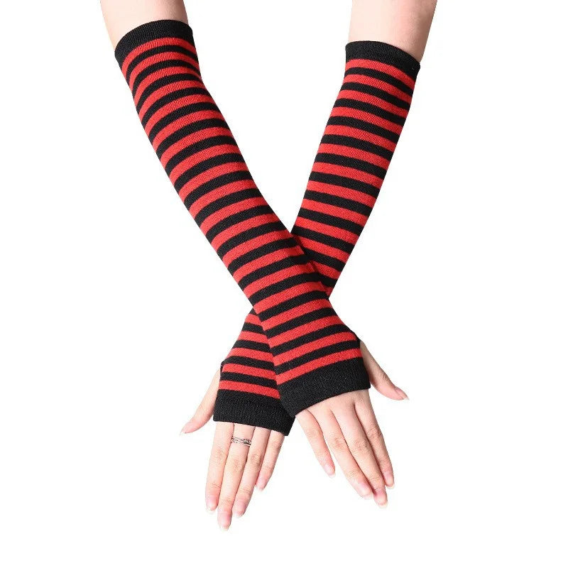 Striped Knitted Arm Warmers