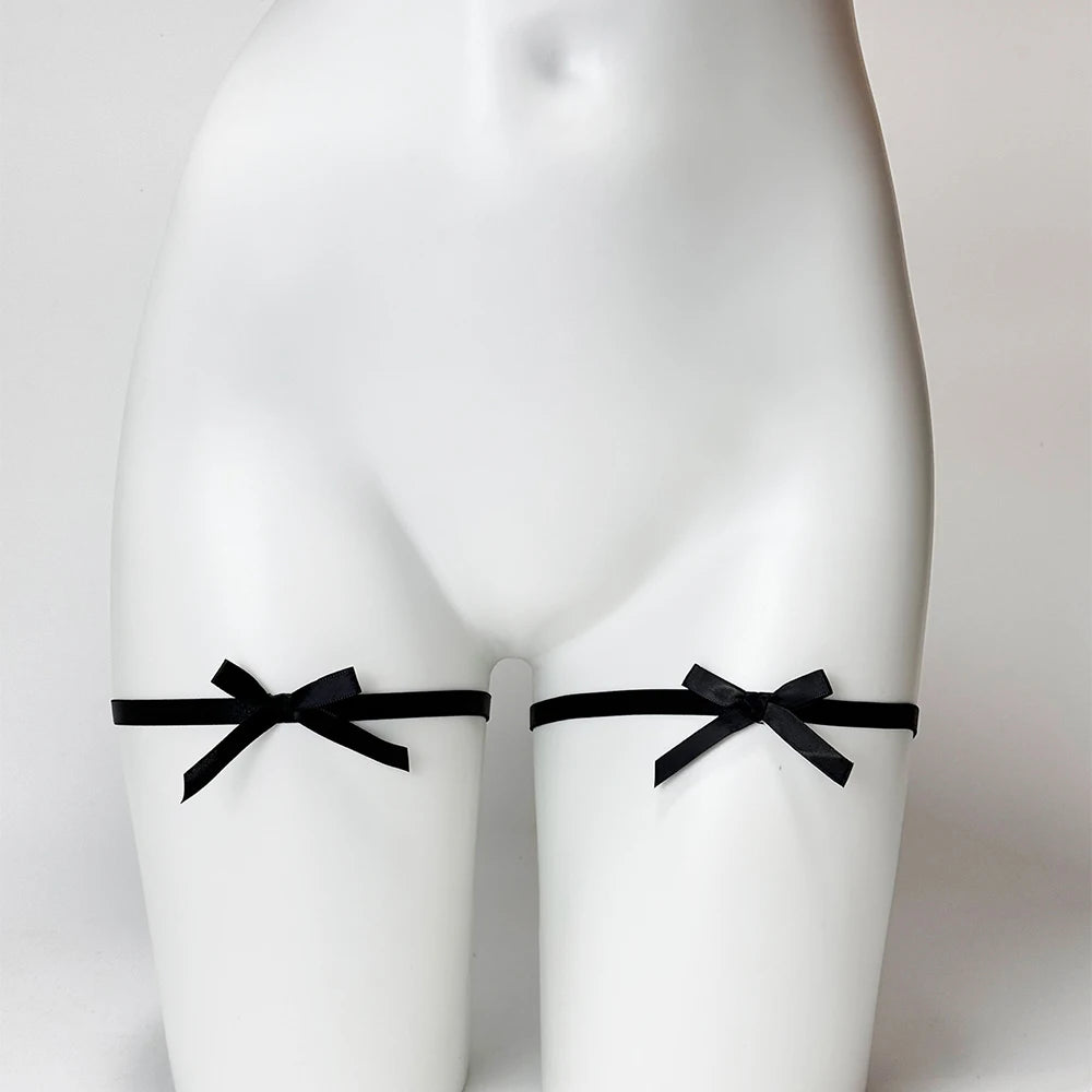 Black Simple Bow Thigh Strap
