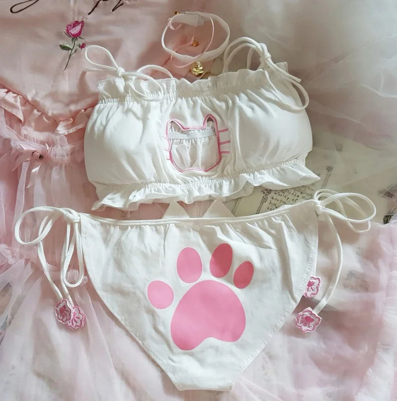 Cute Anime Cat  Bra & Panties