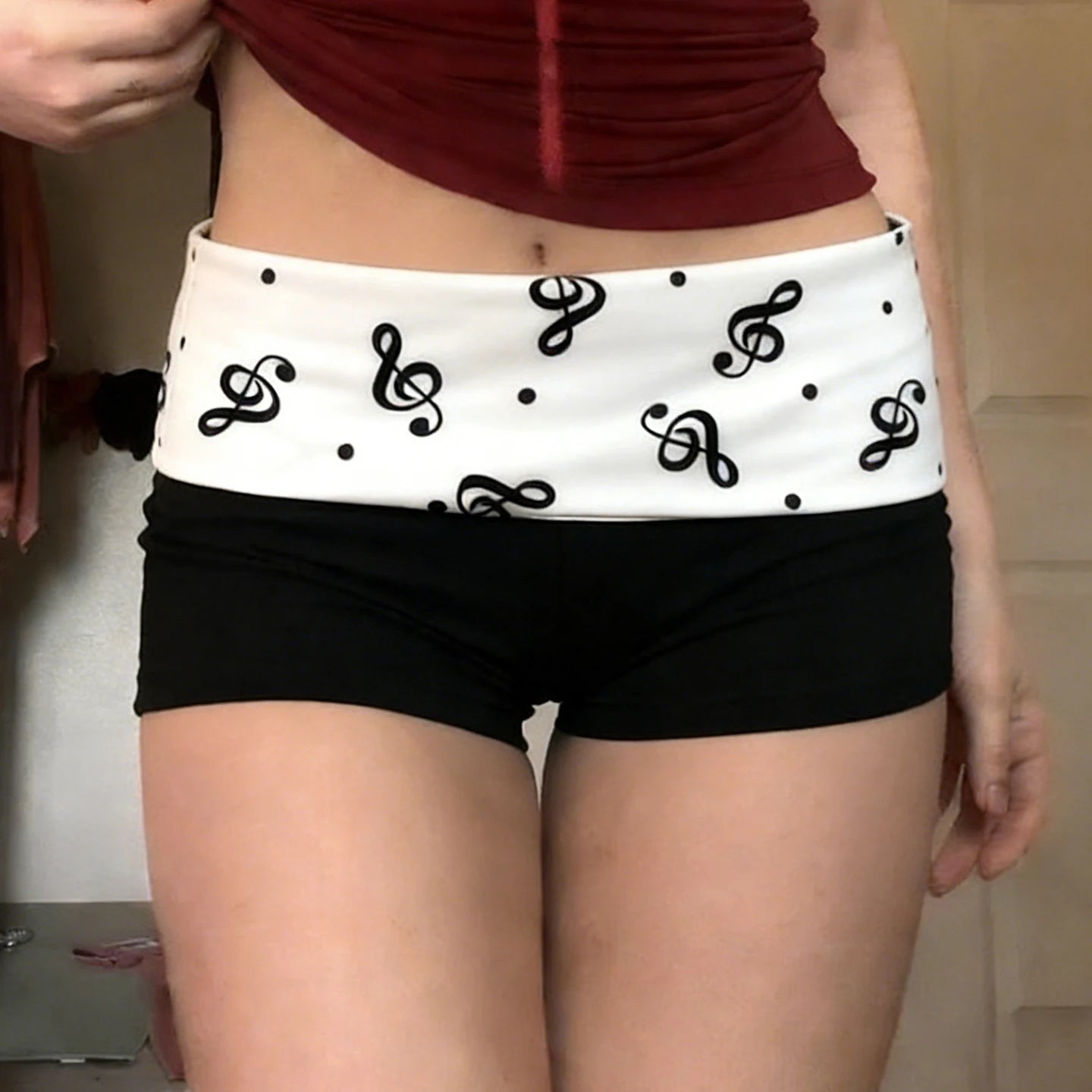 Y2k Music Note Print  Shorts