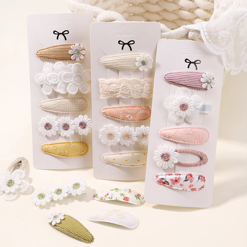 5Pcs/Set Cute Floral  Mini  Hair Clip Cute Floral