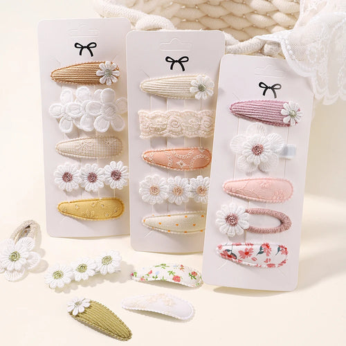 5Pcs/Set Cute Floral  Mini  Hair Clip Cute Floral