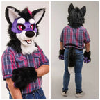 Purple Black Long Fur Husky/Wolf Fursuit Head/Paws/Tail
