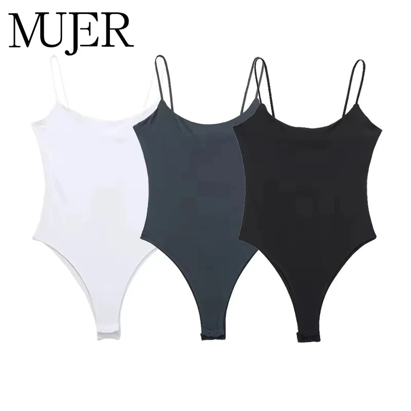 MUJER Tight  Backless Bodysuit