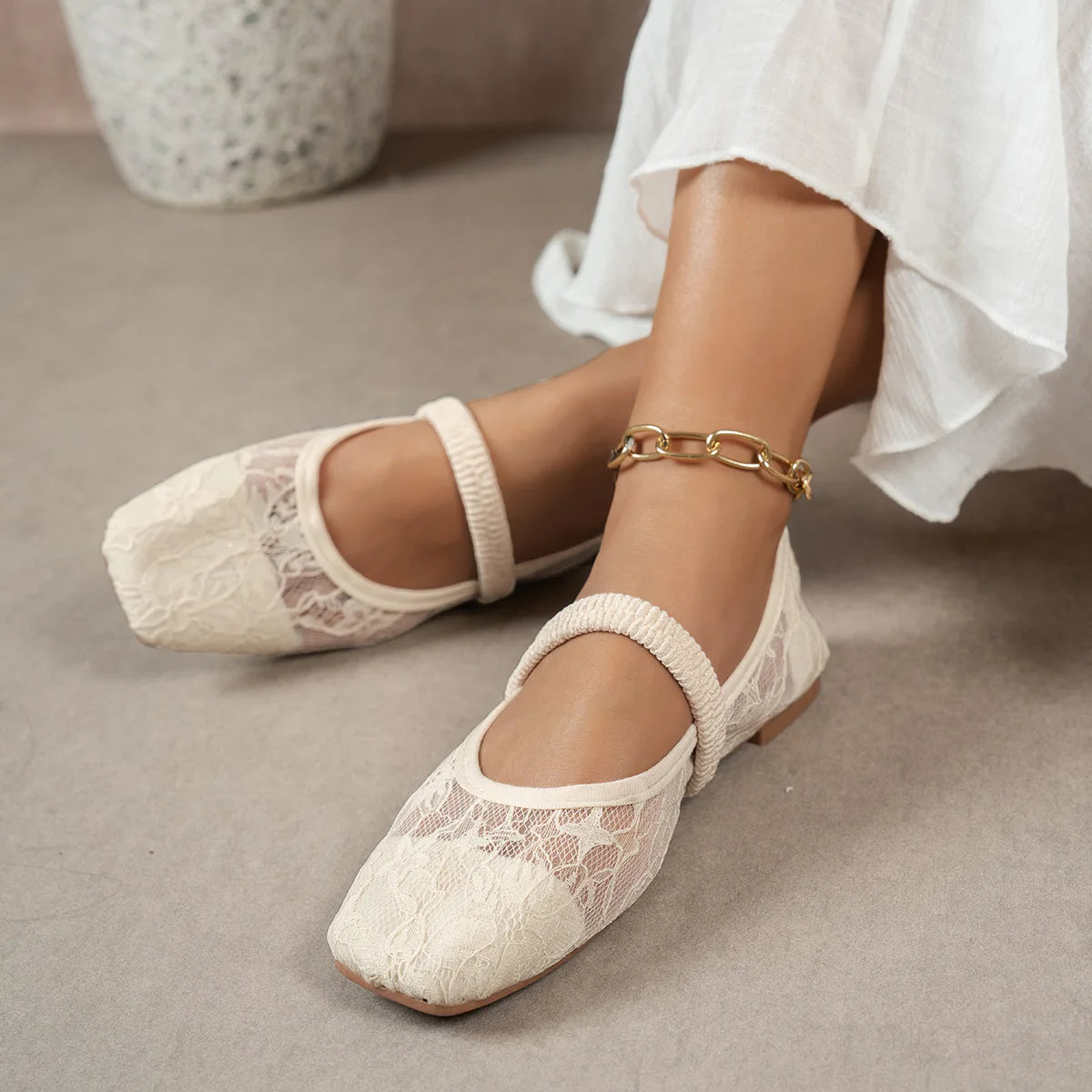 Lace Flower Flat  Shoes