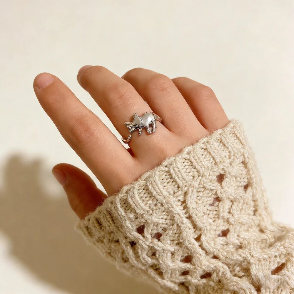 925 silver plated  cute dinosaur ring set