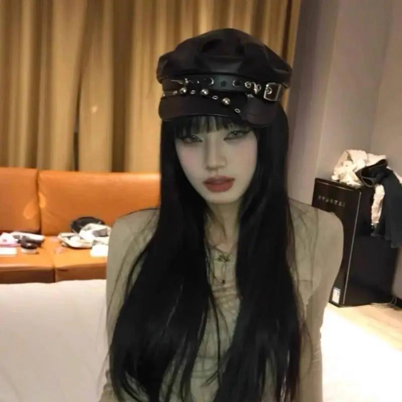 Vintage Rivet Beret  Gothic Cap