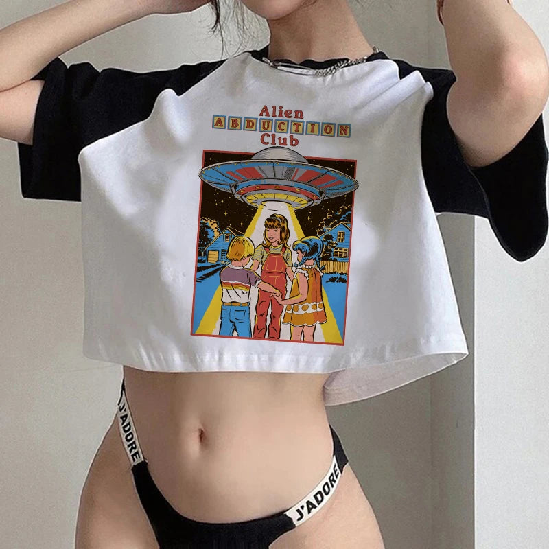 Gothic Horror Y2k Aesthetic  Crop Top