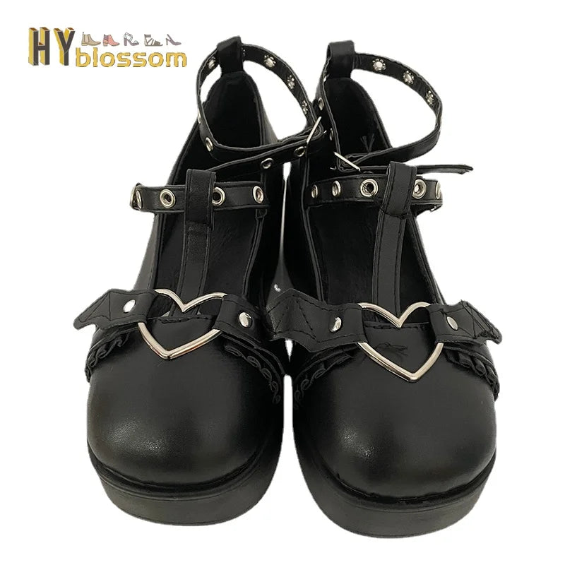 Heart Buckle  Chunky Platform  Shoe