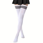 black/white basic Thigh Highs