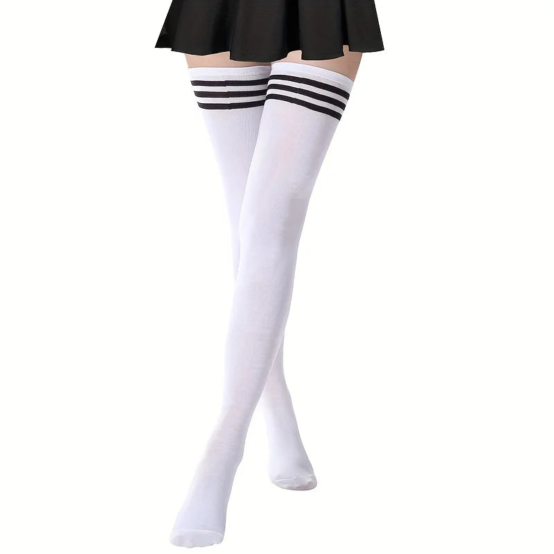 black/white basic Thigh Highs