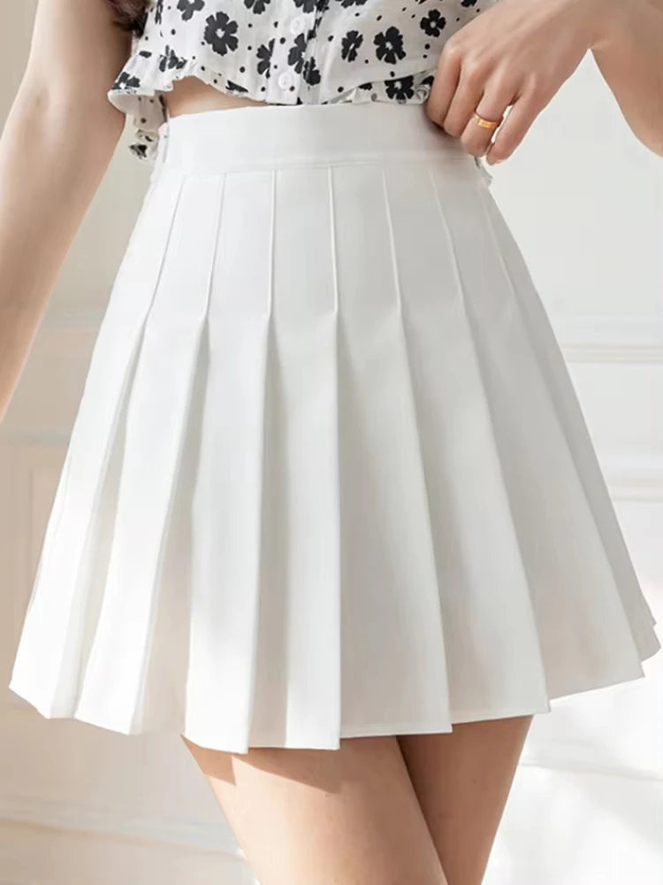 Zipper Pleated High Waist Skirts