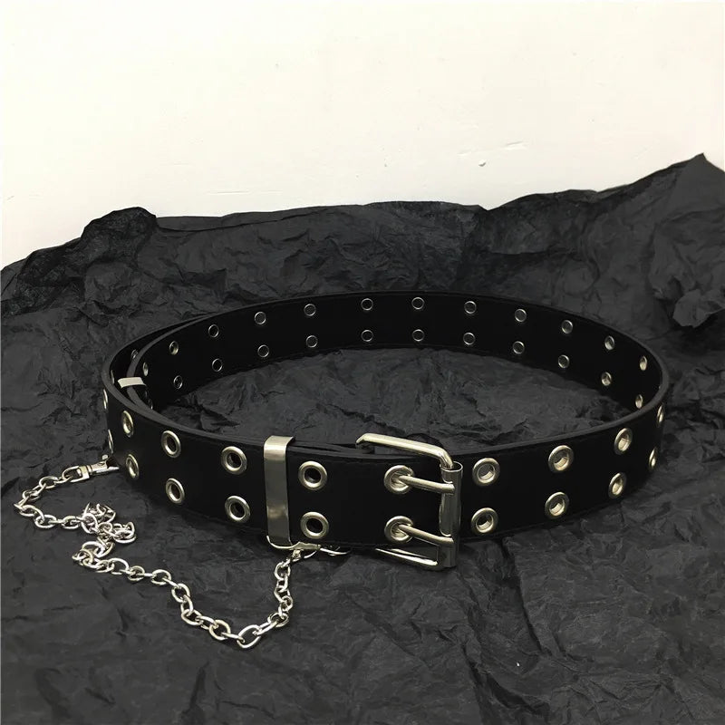Gothic Double Ring Belt with Chain