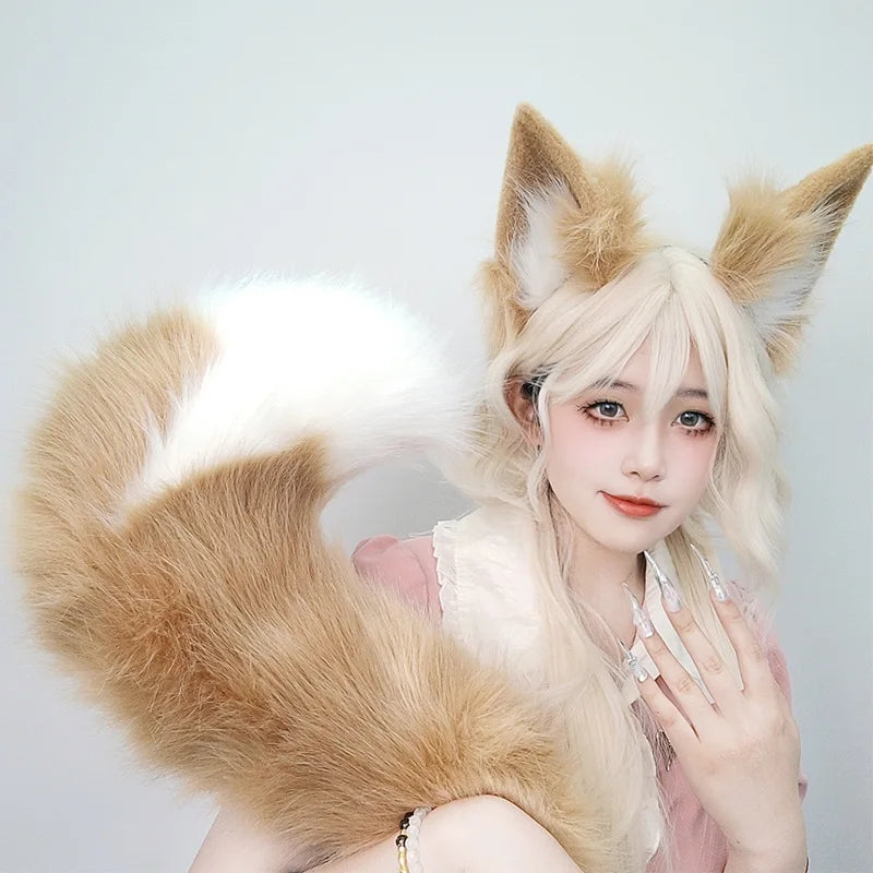 2Pcs/set Furry Fox Ear/Tail