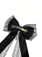 black lace bow hair clip