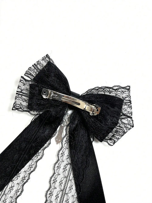 black lace bow hair clip