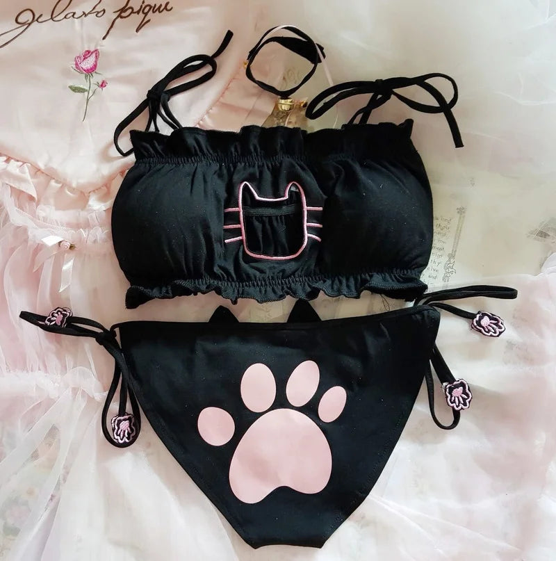 Cute Anime Cat  Bra & Panties