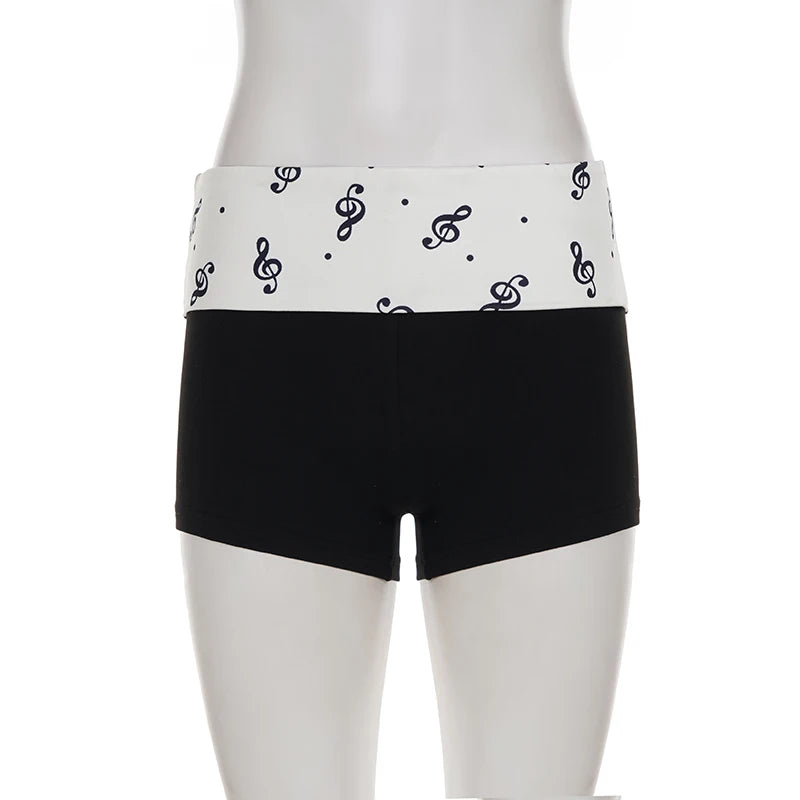 Y2k Music Note Print  Shorts