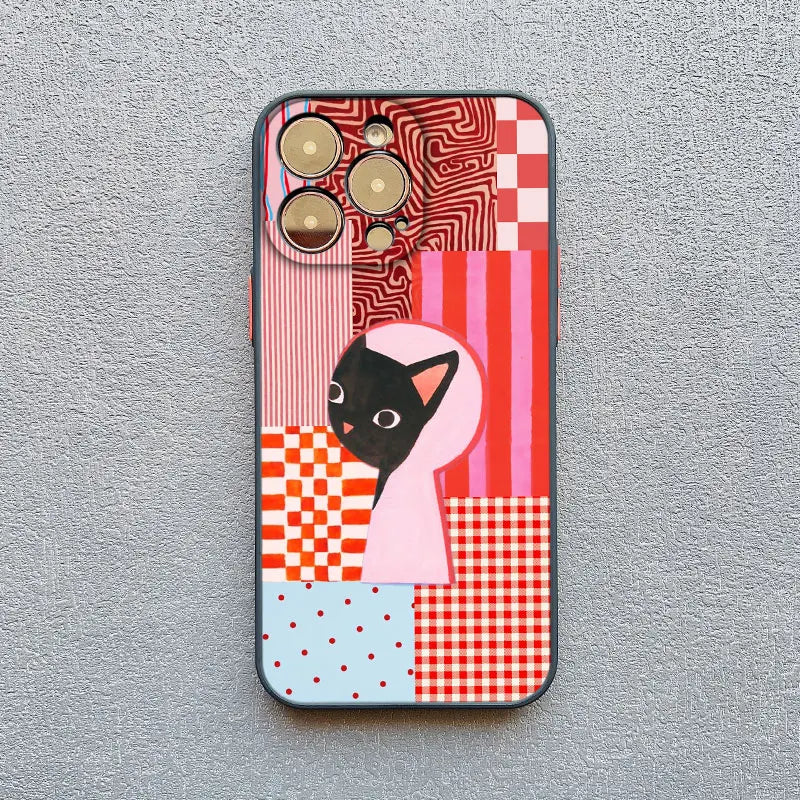 Artistic  Cat Striped Pattern Phone Case For iPhone