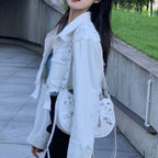 Denim Ripped Aesthetic  Cropped Jackets