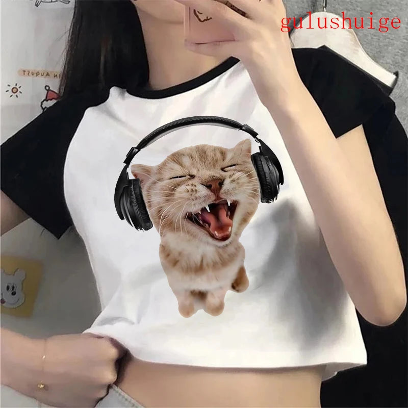 Funny Cat  Crop Top