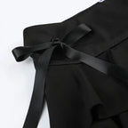 Black Lace Trim Bow A Line Mini Skirt