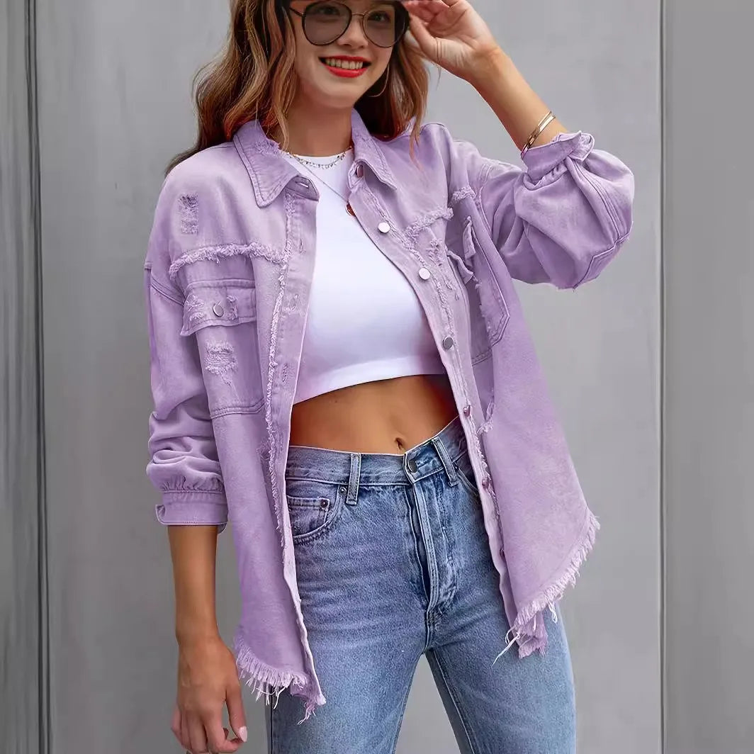 Mid-length Long-Sleeved Denim Jacket