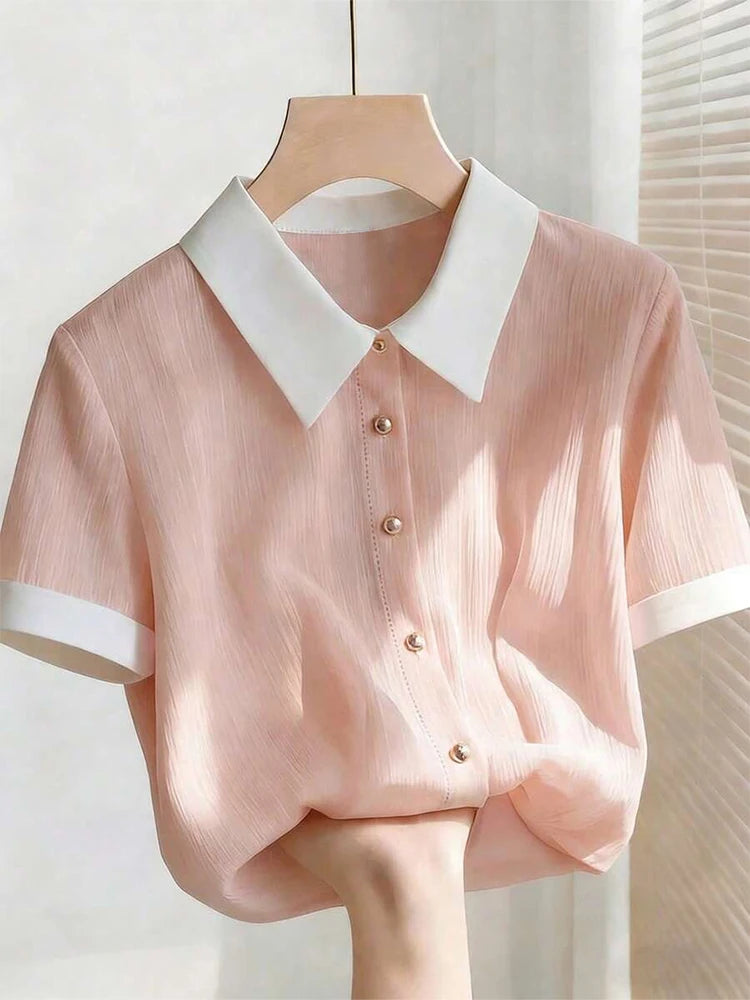 Short Sleeve Chiffon Blouse