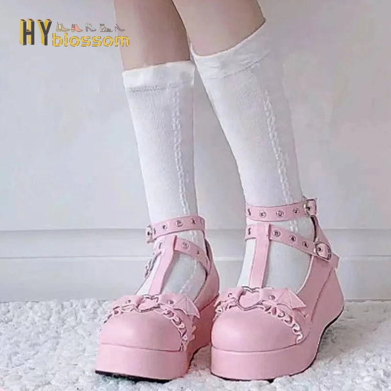 Heart Buckle  Chunky Platform  Shoe