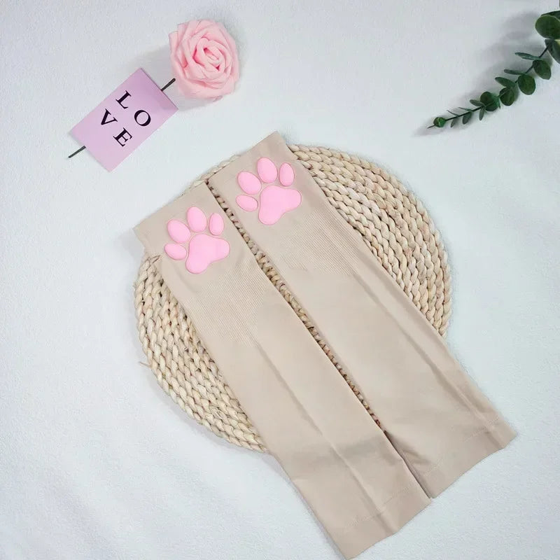 Cute Silicone Cat Paw Pads Arm Warmers