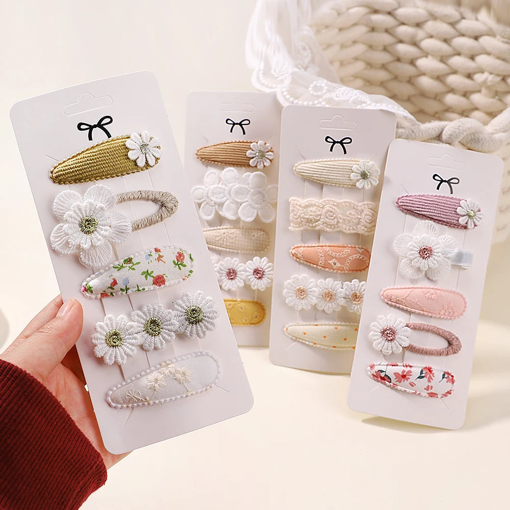 5Pcs/Set Cute Floral  Mini  Hair Clip Cute Floral