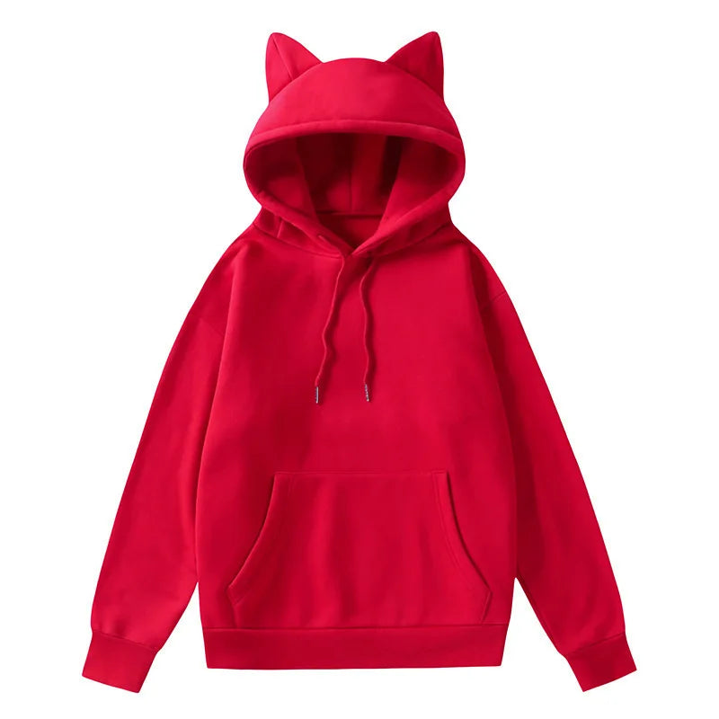 Cat Ear Design Hooded Fleece Hoodie