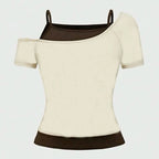 Y2K Fake Two-Piece American Sweet Short-Sleeved T-shirt