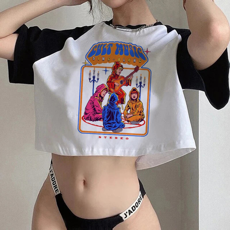 Gothic Horror Y2k Aesthetic  Crop Top