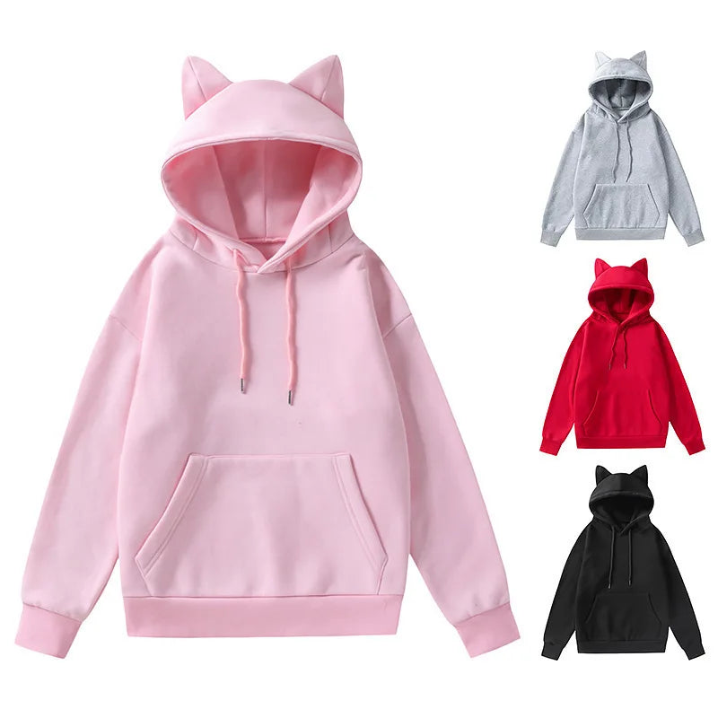 Cat Ear Design Hooded Fleece Hoodie