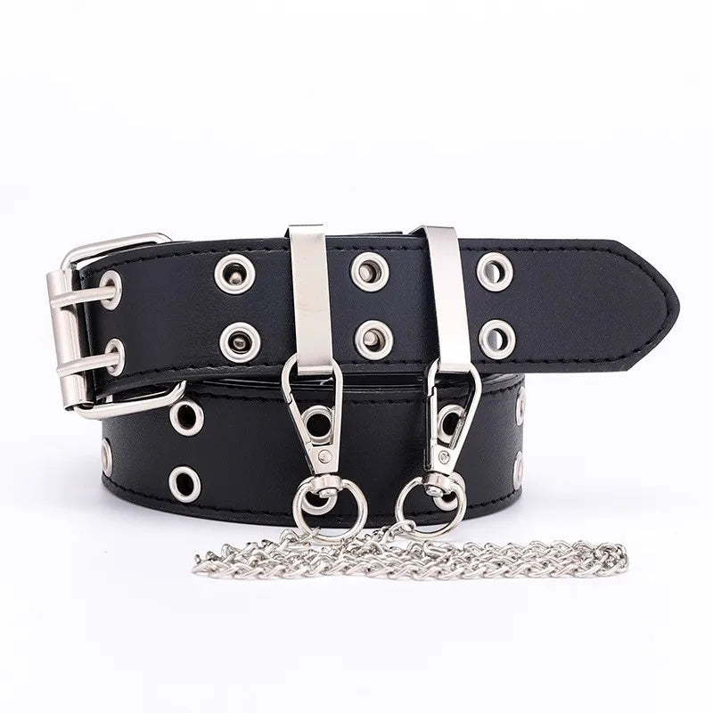Gothic Double Ring Belt with Chain