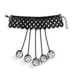 IngeSight.Z Gothic Black Open Ring Lace Long Link Chain Bracelet