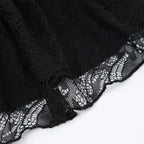 Black Lace Trim Bow A Line Mini Skirt